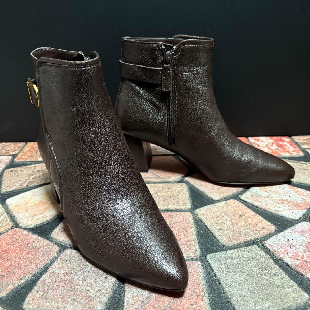 COLE HAAN ショートブーツ レザー　25cm 太ヒール サイドジップ