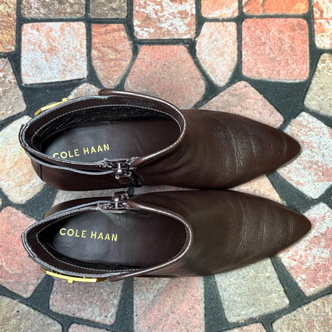COLE HAAN ショートブーツ レザー　25cm 太ヒール サイドジップ