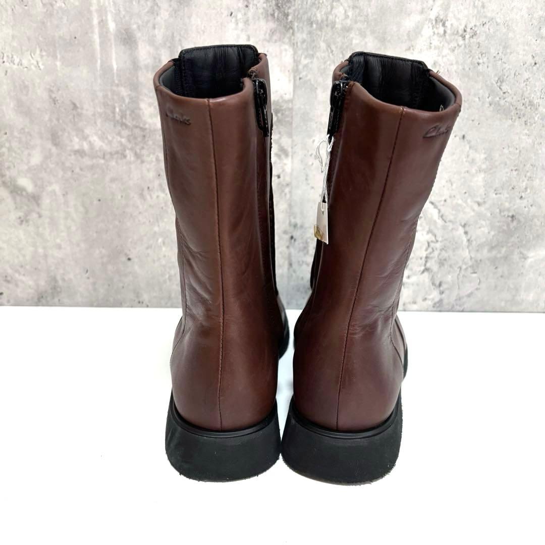 新品タグ【Clarks】クラークス ショートブーツ ブラウン 23cm レザー