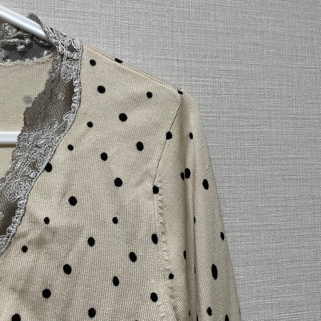 MaxMara マックスマーラ アイボリー 水玉模様 レースカーディガン