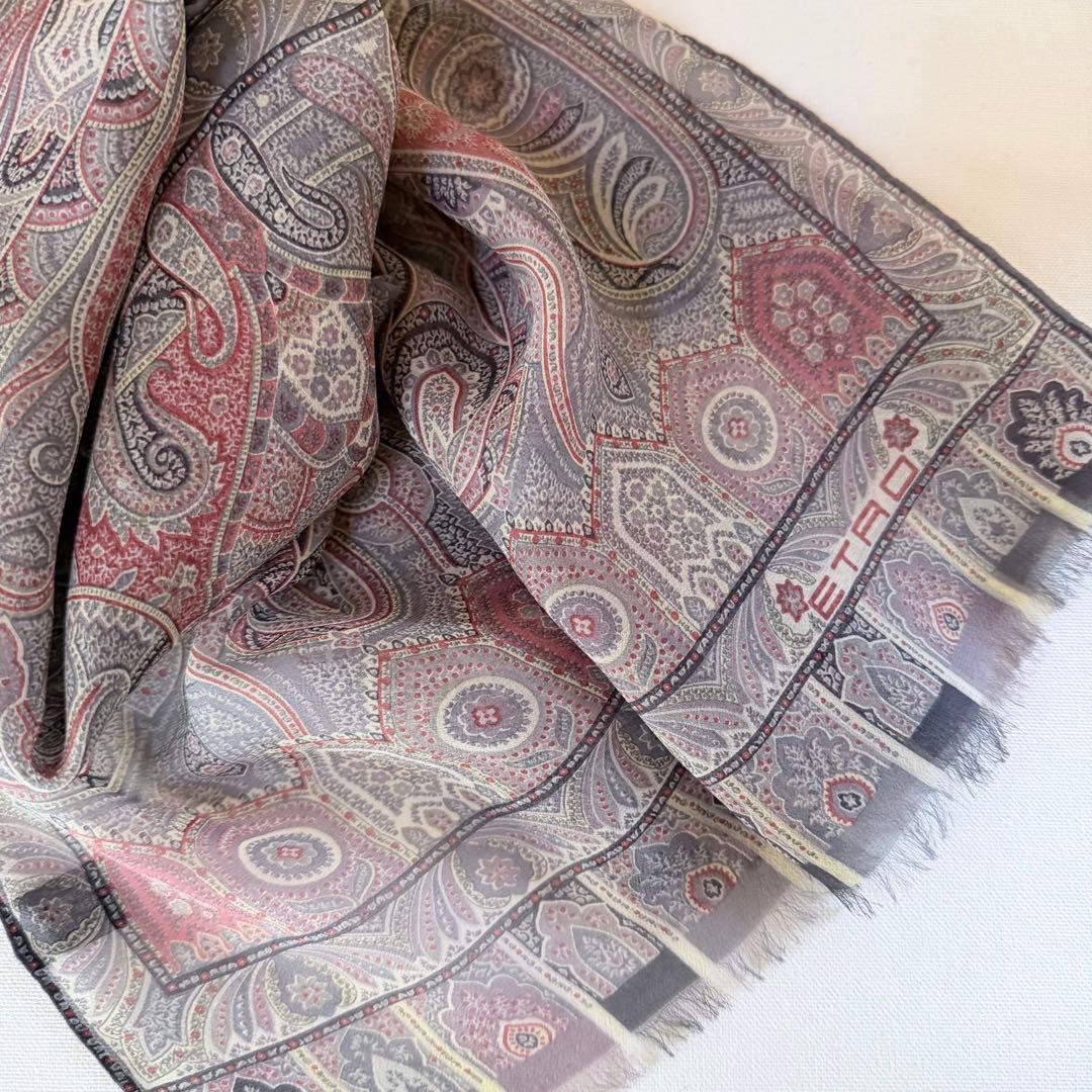 ETRO エトロ シルクスカーフ ペイズリー 132×42cm 美品 イタリア製