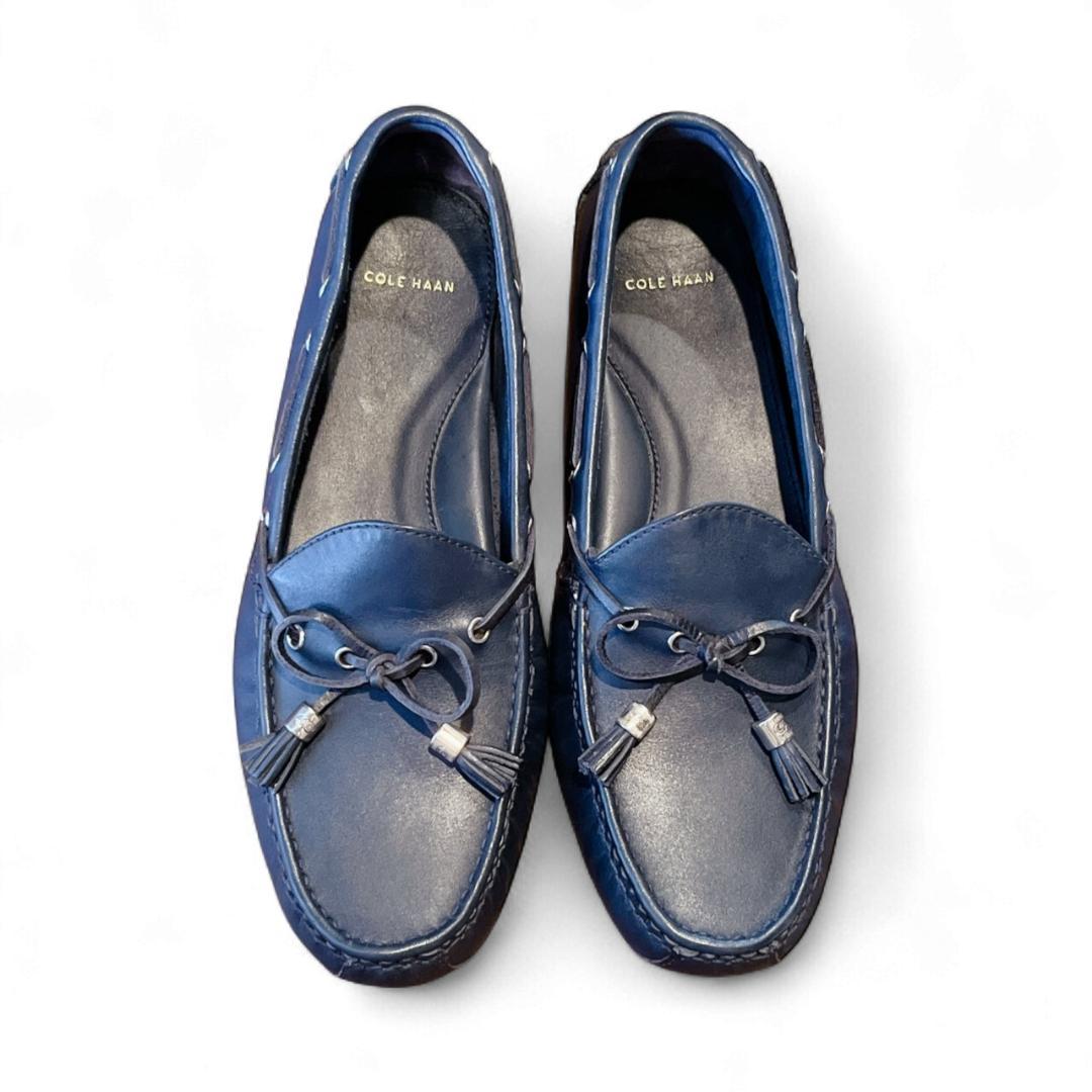 COLE HAAN ドライビングシューズ ネイビー 本革 タッセルローファー