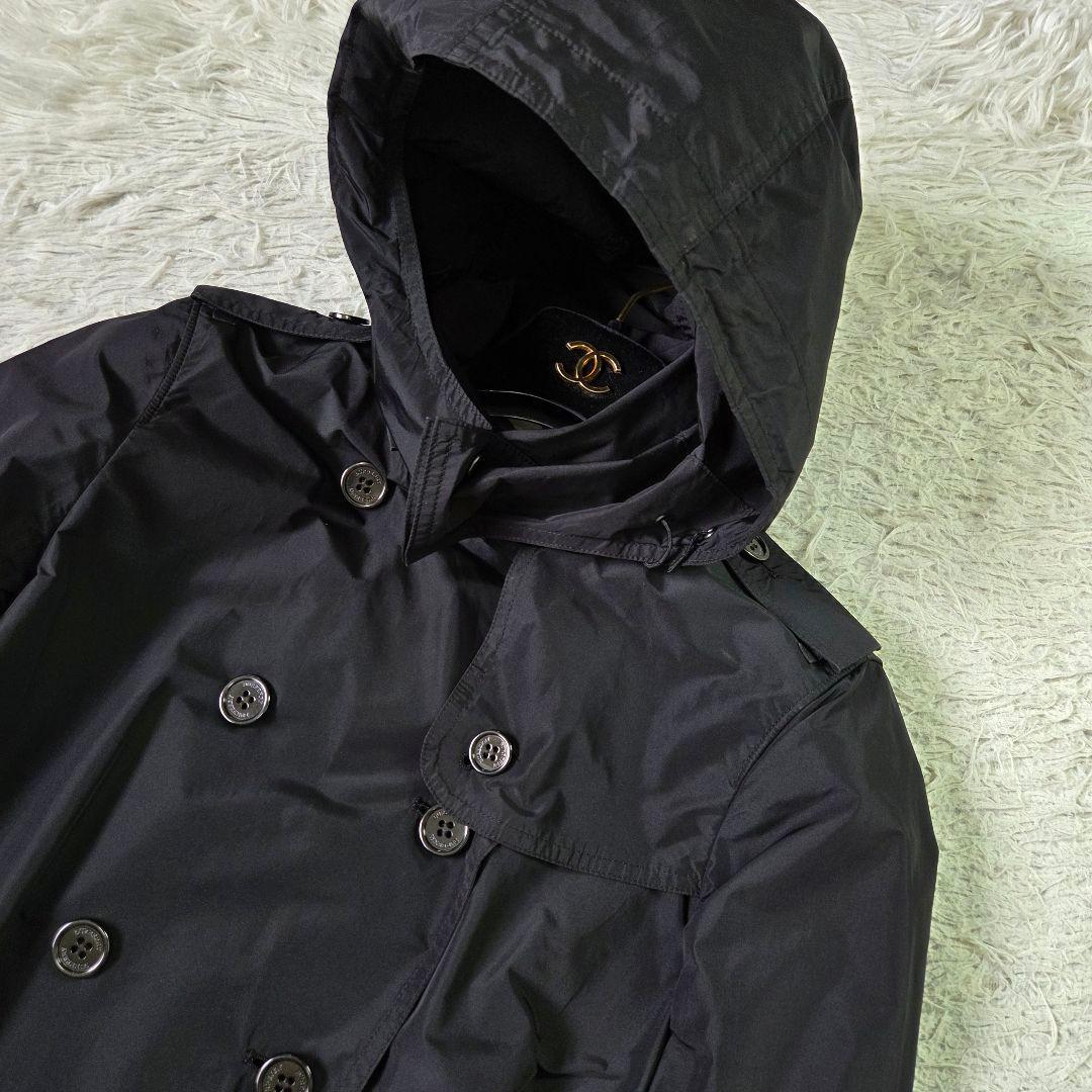 美品 バーバリー フーデット トレンチコート ポリエステル ブラック サイズ M