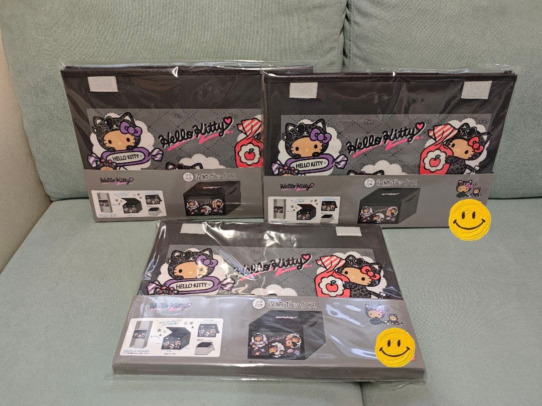 【新品未開封】➃ハローキティ　日焼けキティ　ヒョウ柄　フタ付収納ボックス　3点