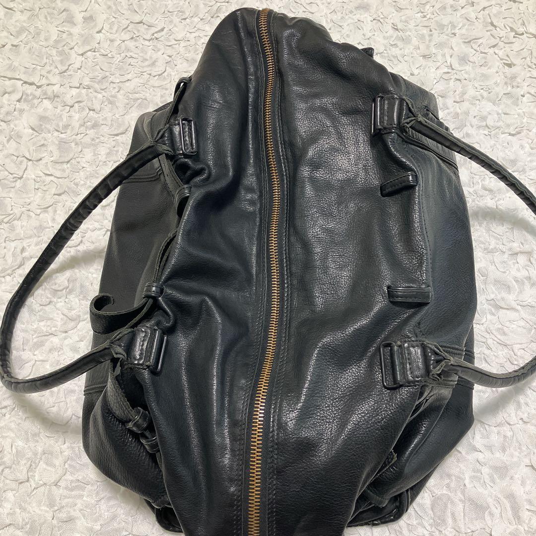 REN　ボストンバッグ　カデ　レザー　黒