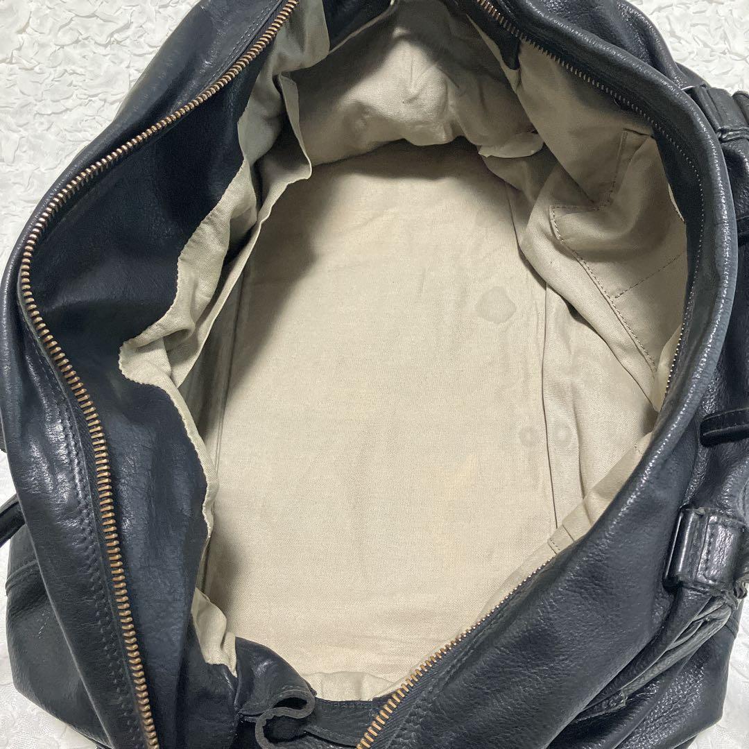 REN　ボストンバッグ　カデ　レザー　黒