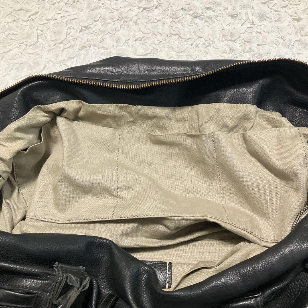 REN　ボストンバッグ　カデ　レザー　黒