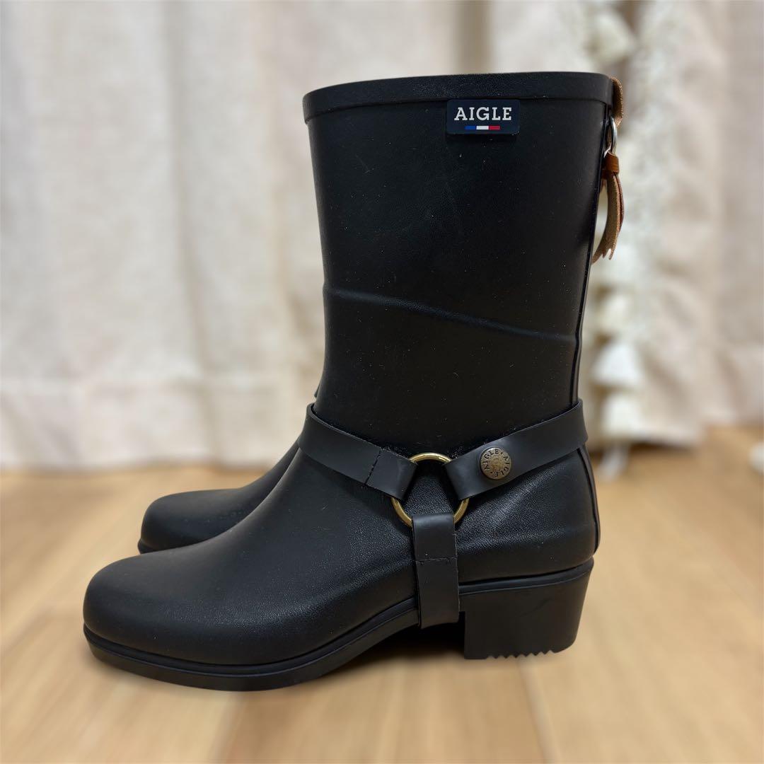 美品✨AIGLE エーグル ブラック 長靴 レインブーツ 38 24cm