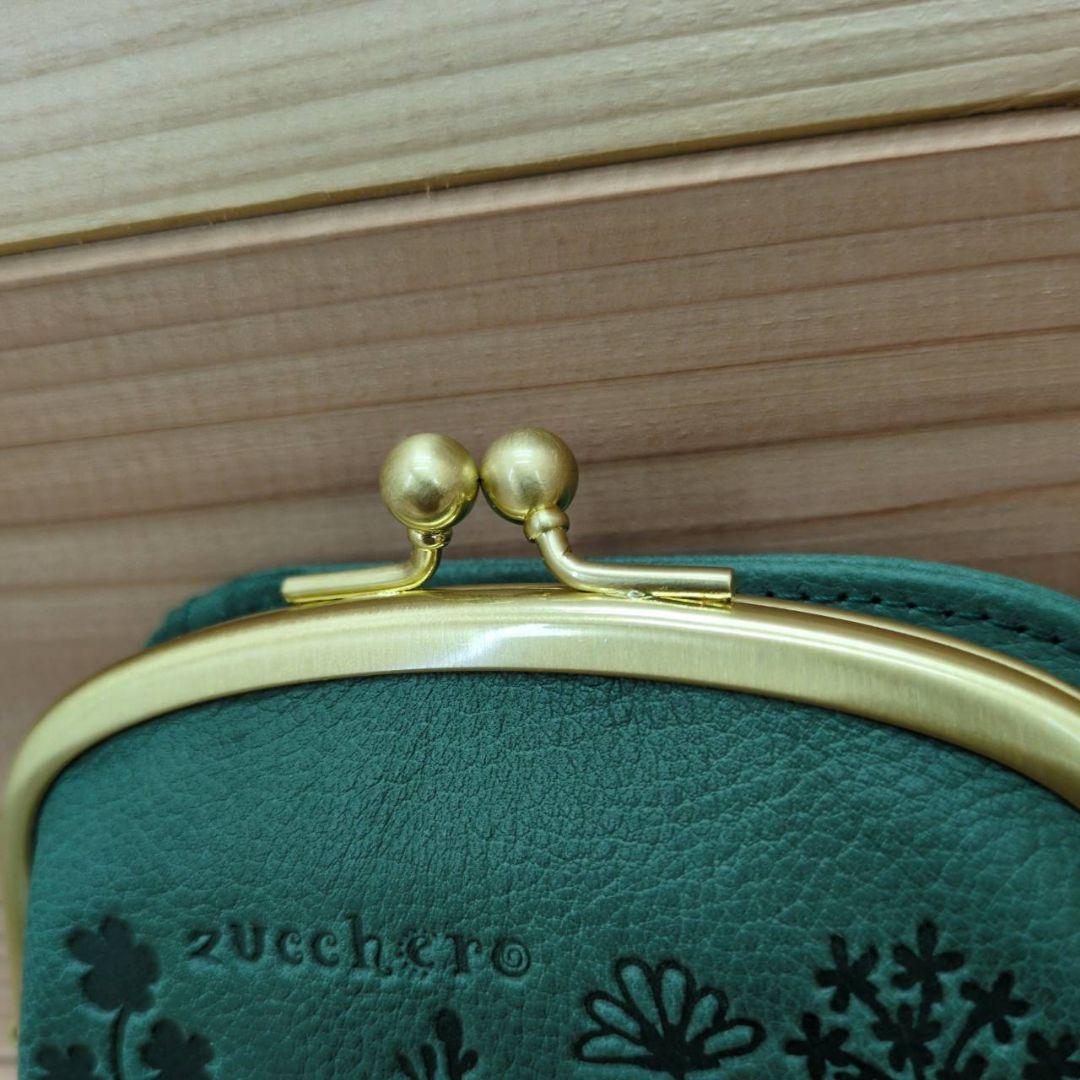 新品　未使用品　ズッケロ 財布 がま口 本革 花 コンパクト 日本製 レディース