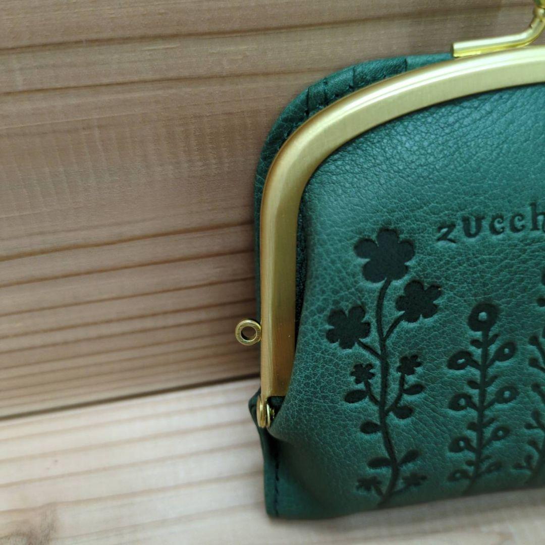 新品　未使用品　ズッケロ 財布 がま口 本革 花 コンパクト 日本製 レディース