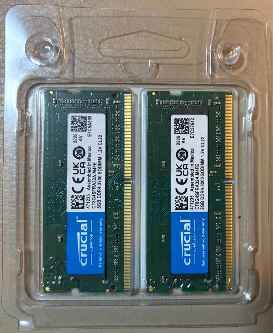 DDR4 3200 8GB 2枚SO-DIMM Crucial 16GB KIT
