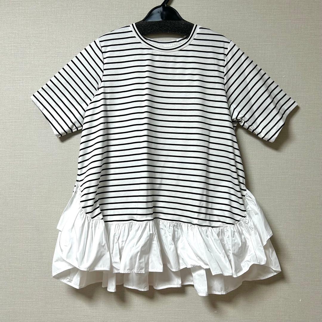 新品タグ付き　ビアズリー BEARDSLEY ギャザーペプラムTee ホワイト