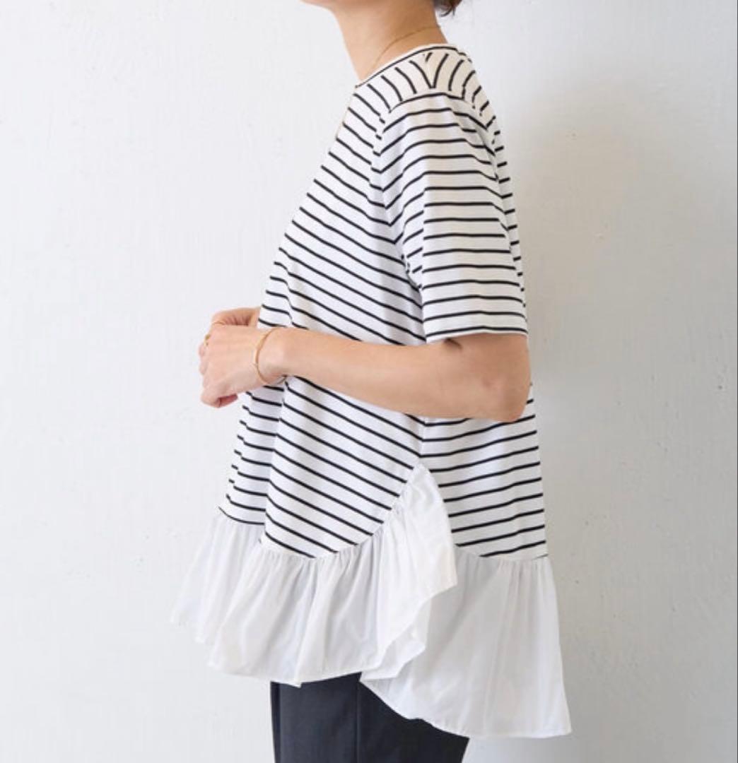 新品タグ付き　ビアズリー BEARDSLEY ギャザーペプラムTee ホワイト