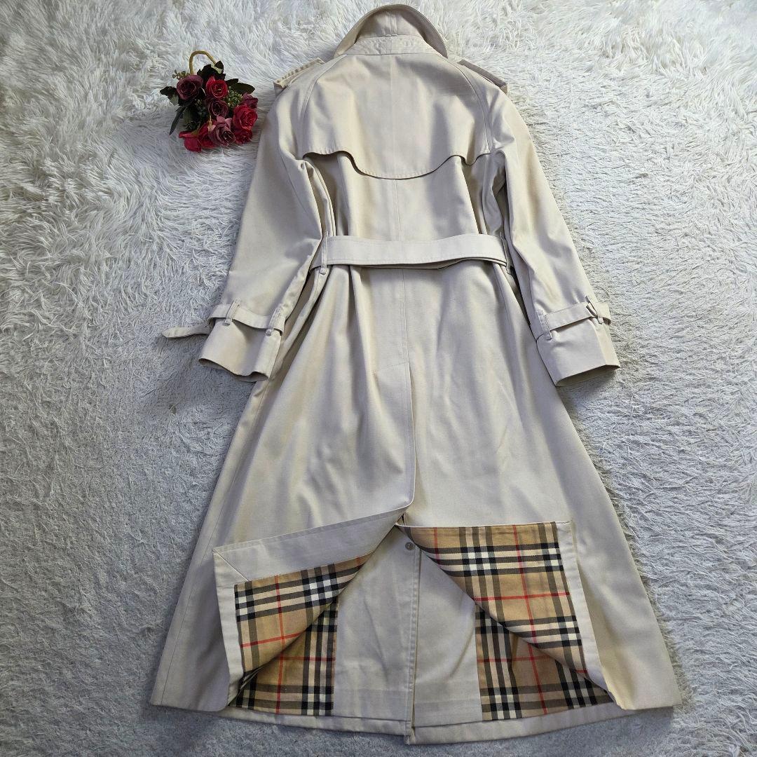 美品 バーバリー シングル トレンチコート ノバチェック ライトベージュ S