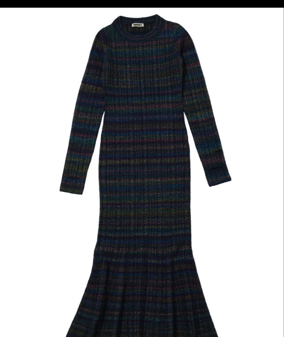 スカート NKNIT mix color tight long KNIT dress