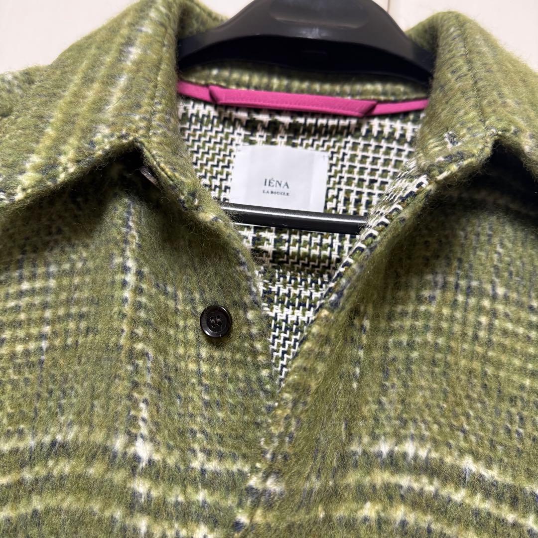 IENA LA BOUCLE プレイドシャギーウールシャツコート