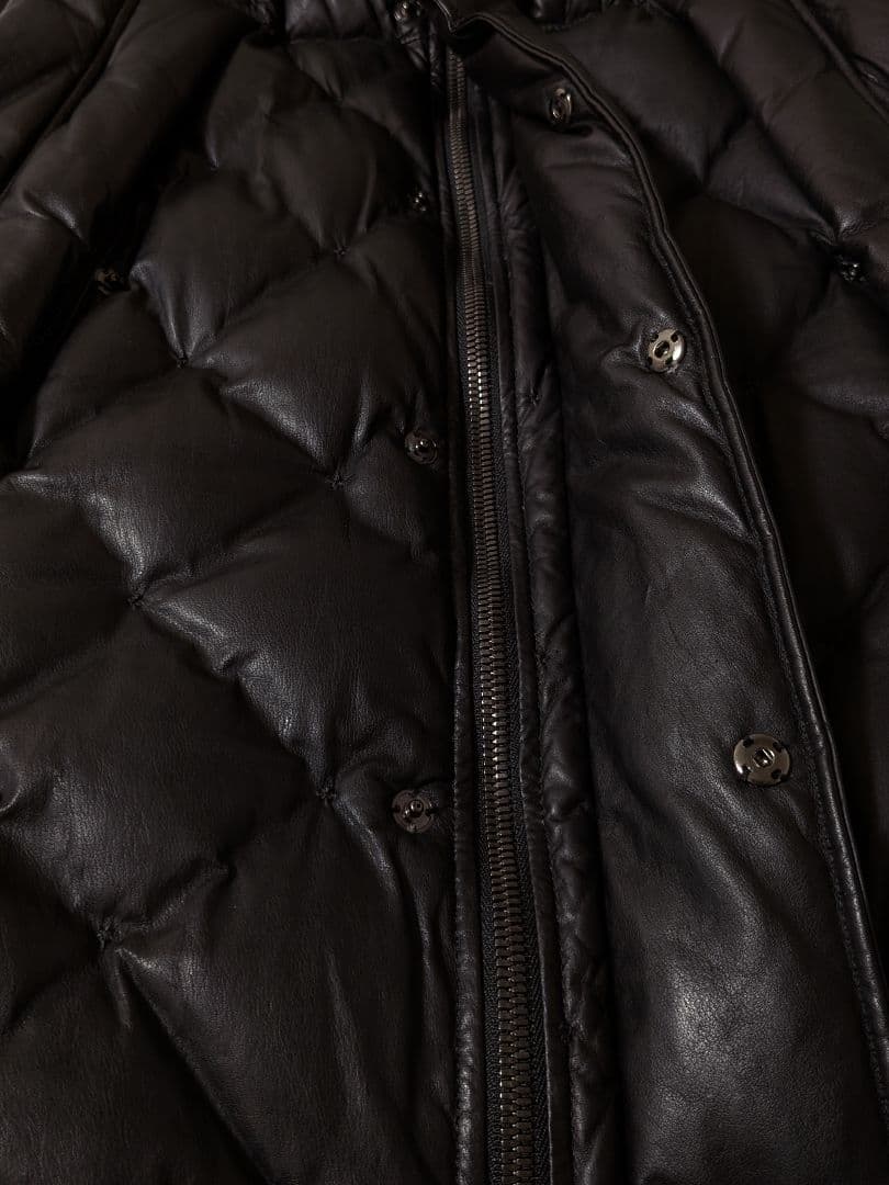 ジン！backlash ダウンベスト　ホワイトグース　カンガルーレザー　L