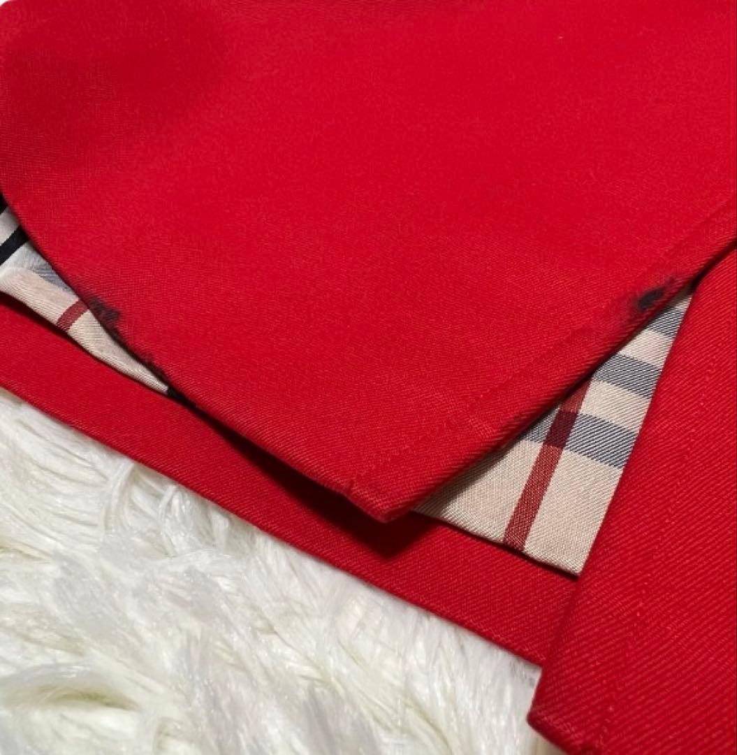 顎*節様 【美品】バーバリー　ステンカラーコート　ノバチェック　赤　レッド