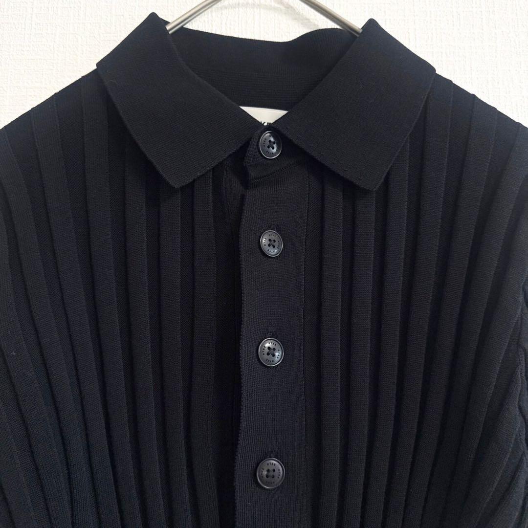 【現行品】 HYKE 25SS WIDE RIBBED POLO SWEATER