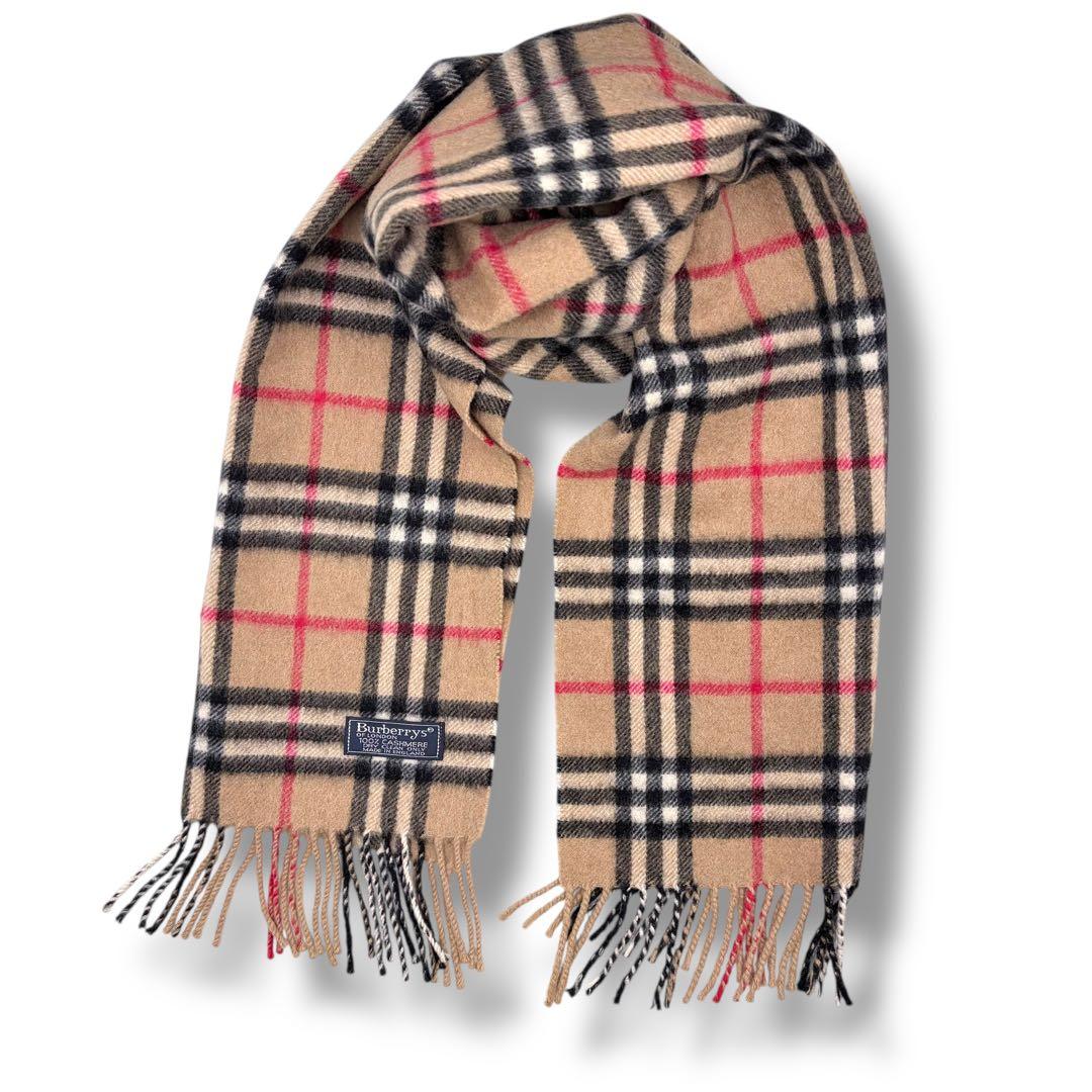 美品 バーバリー BURBERRY ノバチェック カシミヤ100% マフラー