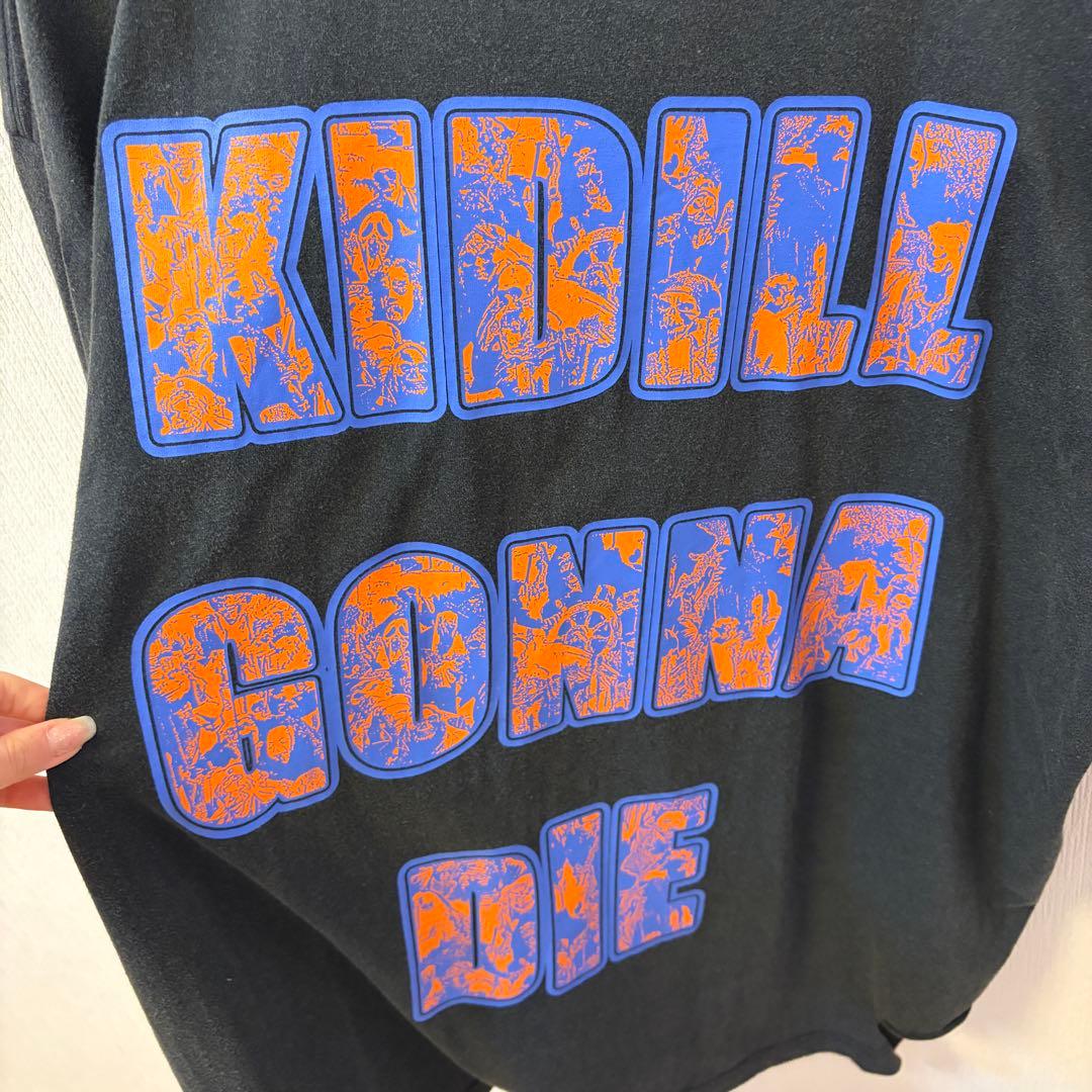 kidill キディル　tシャツ スミクロ　ダメージ　黒　プリント　半袖