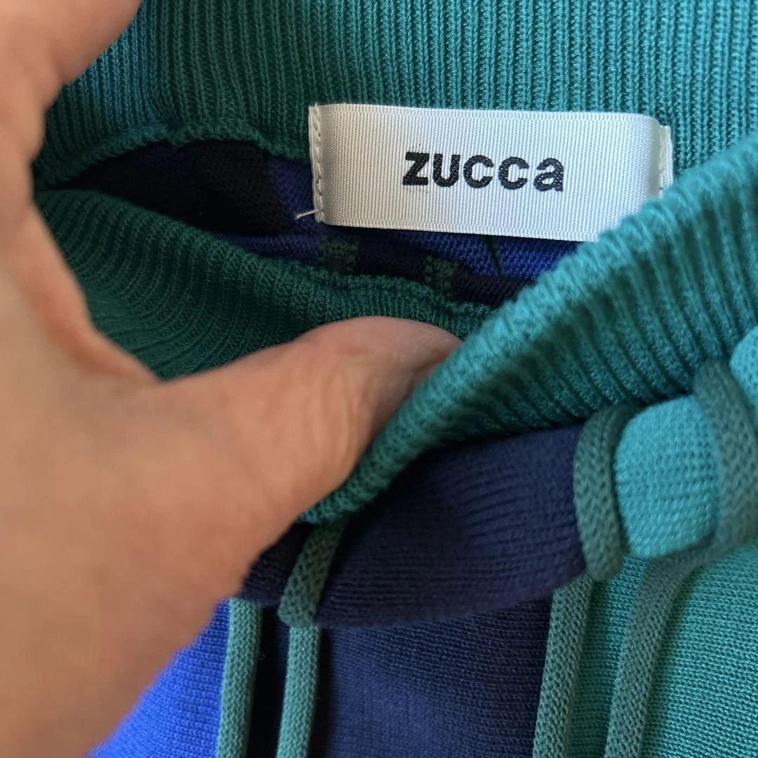 zucca ロングプリーツスカート 緑 青 黒 ストライプ