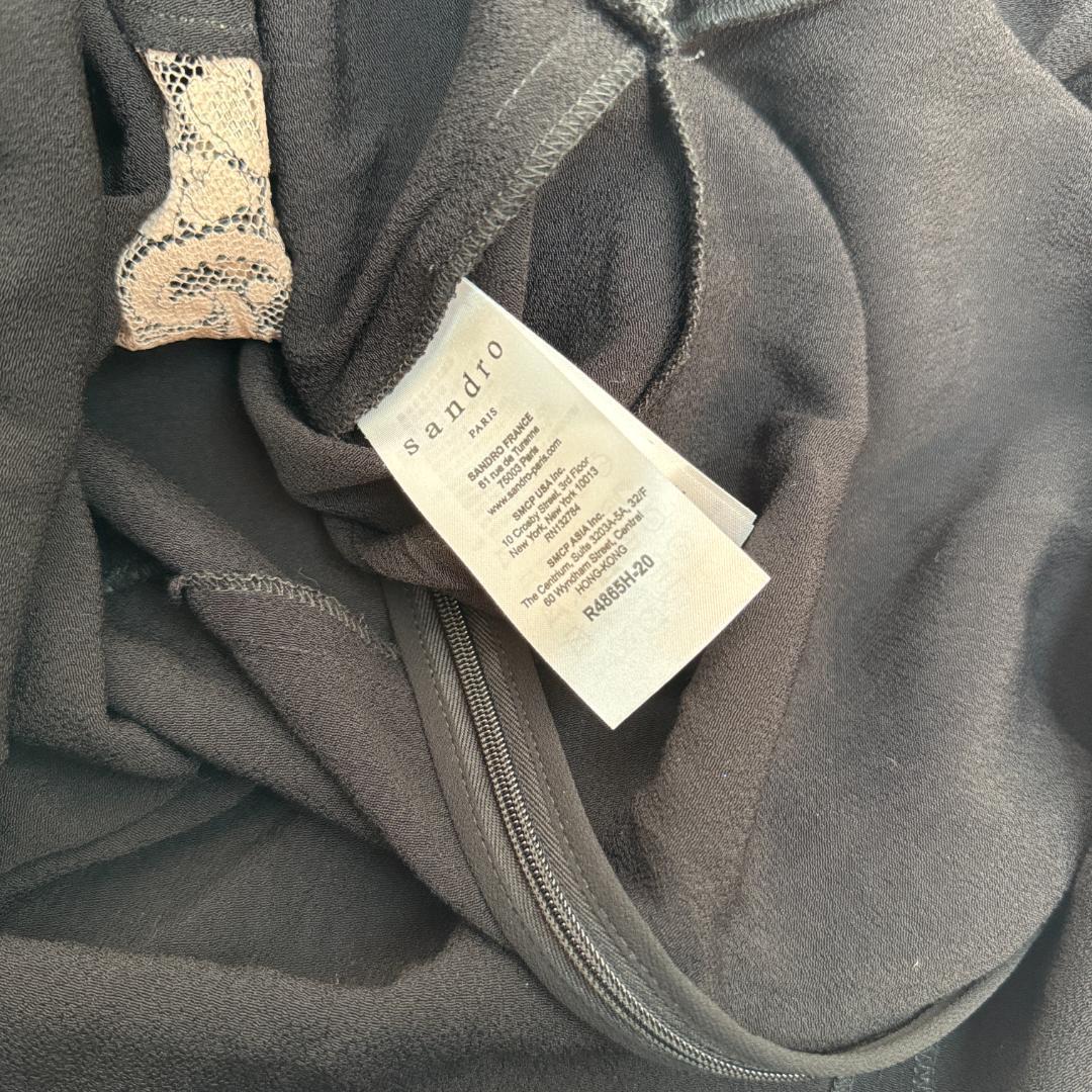 sandro【美品】ワンピース サイズ3 黒×レース　388