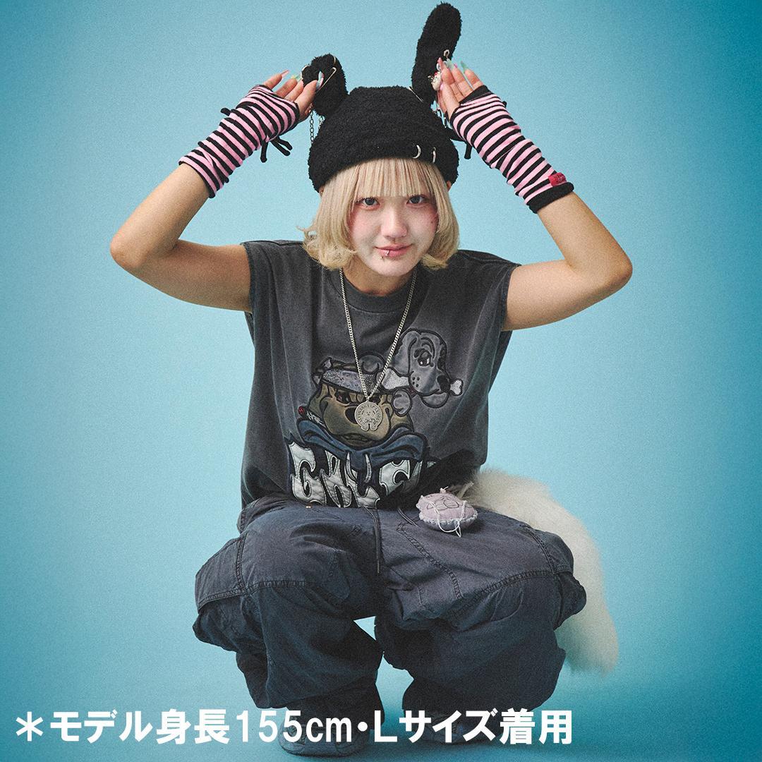 新品・SALE XL ガルフィー ムラ染め ノースリーブ Tシャツ ビッグ 黒
