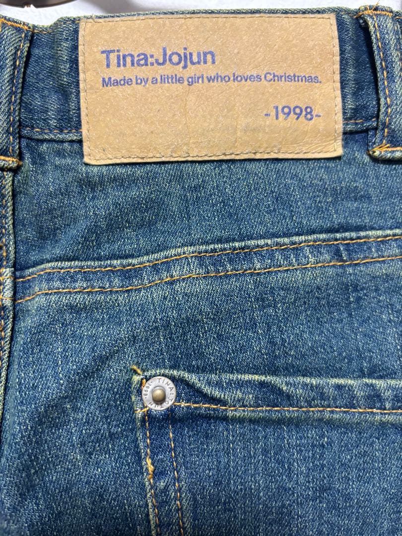 Tinajojun刺繍フレアデニムパンツ