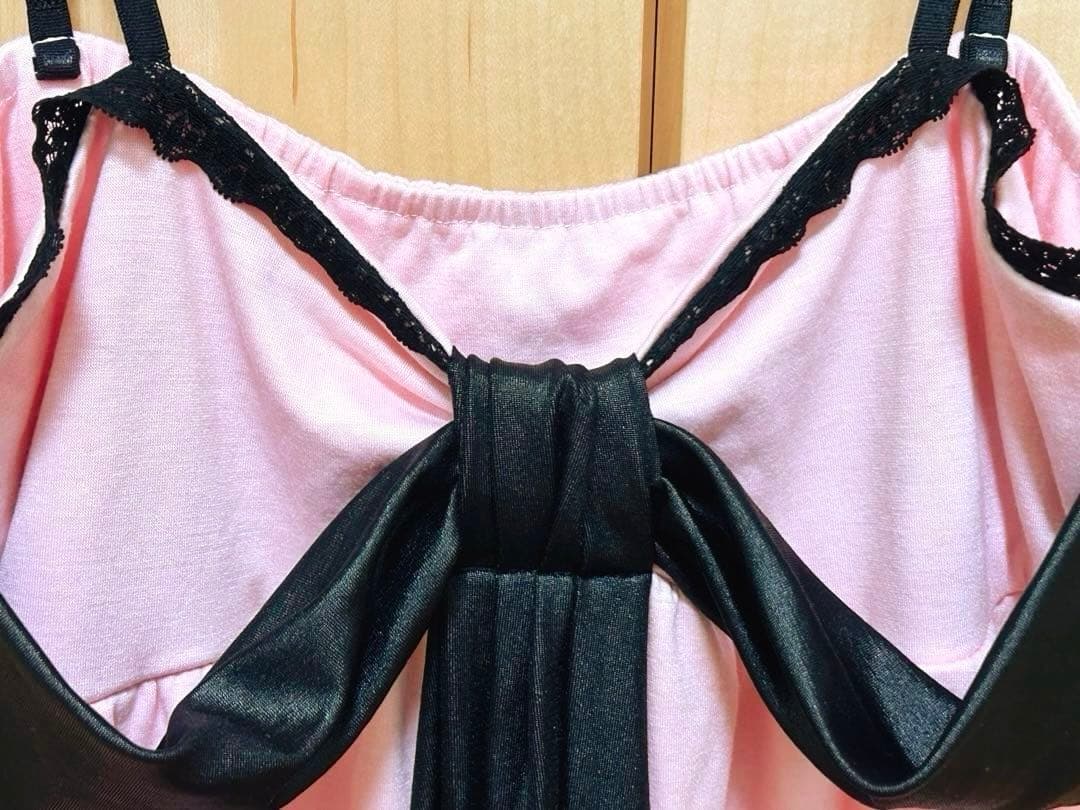 GOLDS♡胸元リボンデザイン♡肩紐ビジュー♡ボウタイドレープ♡キャミトップス