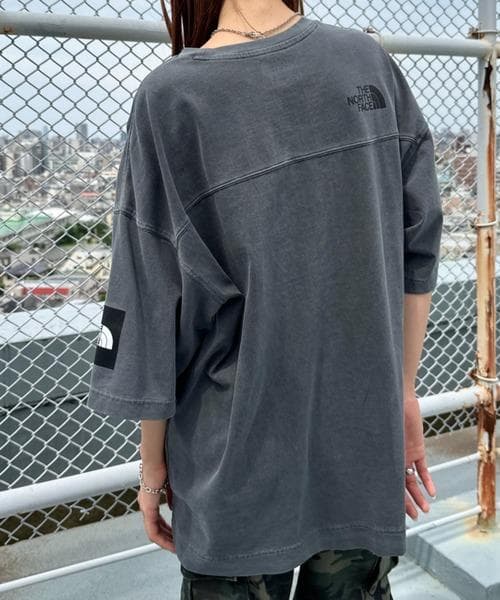 韓国 ノースフェイス　ダメージ Tシャツ　グレー　S 新品　ウォッシュ加工　M