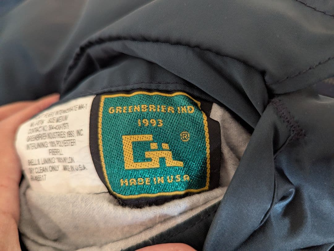 MA-1 USA製 GREENBRIER Mサイズ ネイビー