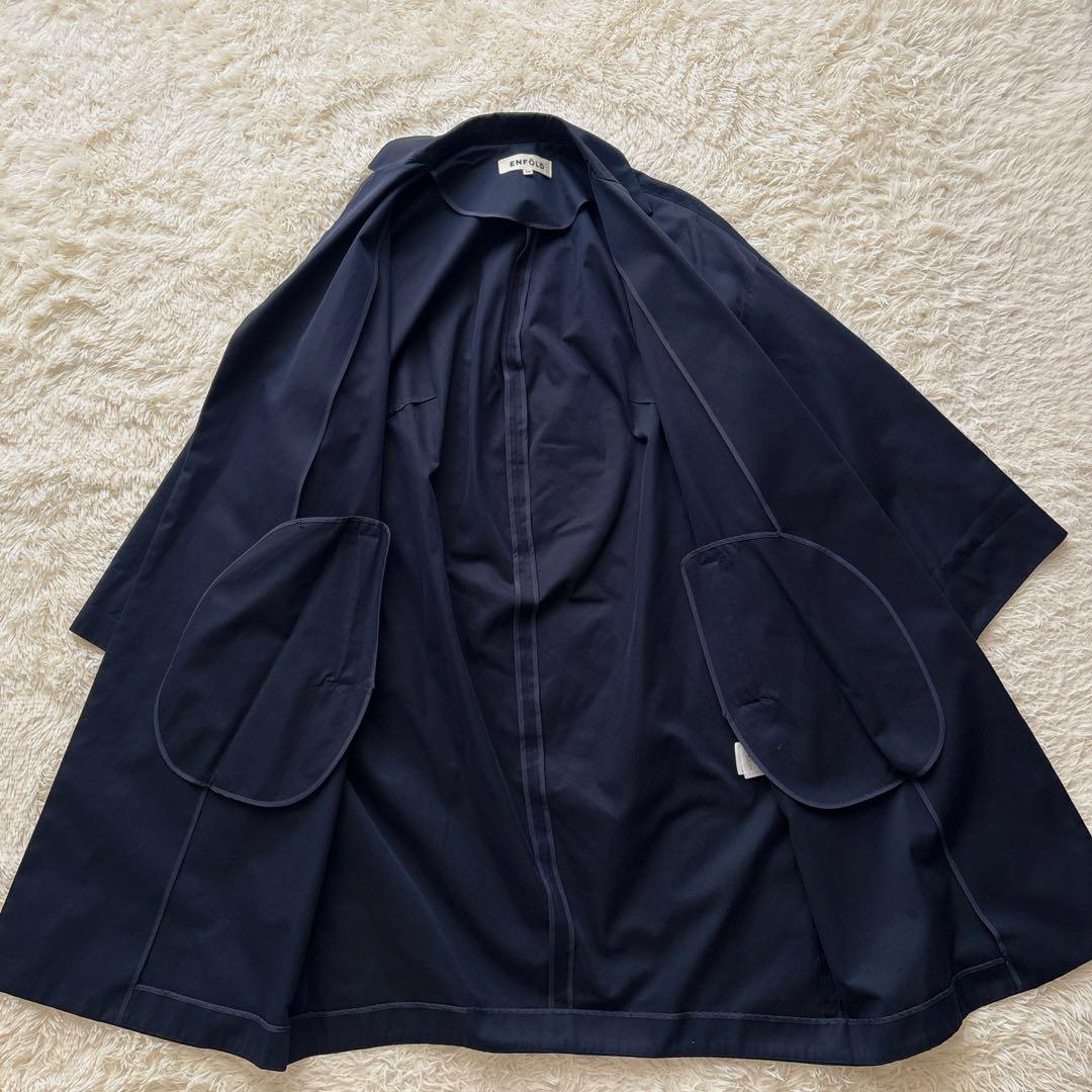 【美品】エンフォルド ロングコート チェスターコート 38 ネイビー コクーン