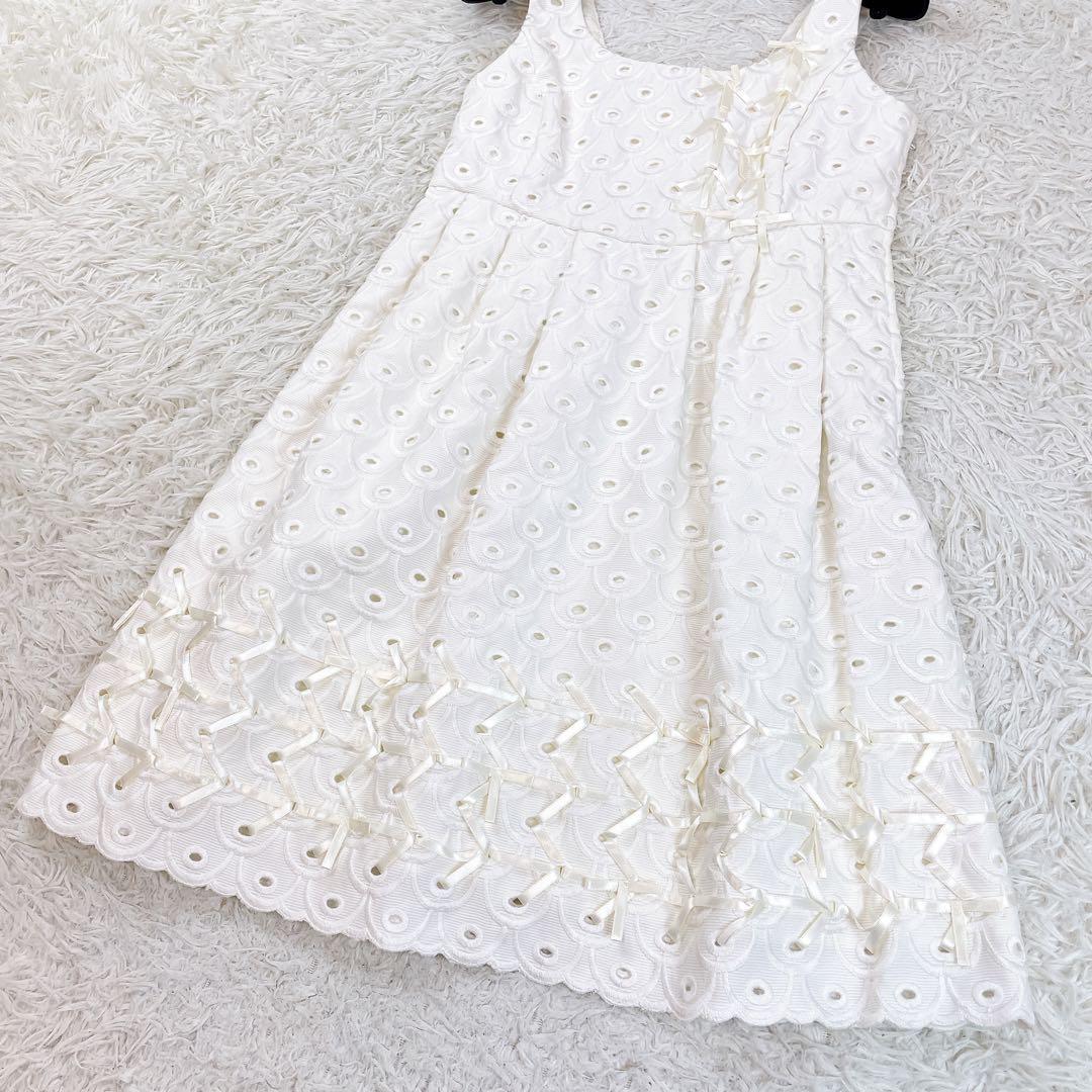 Lois CRAYON✨ジャケット ワンピース 2点セット 刺繍 白 リボン M