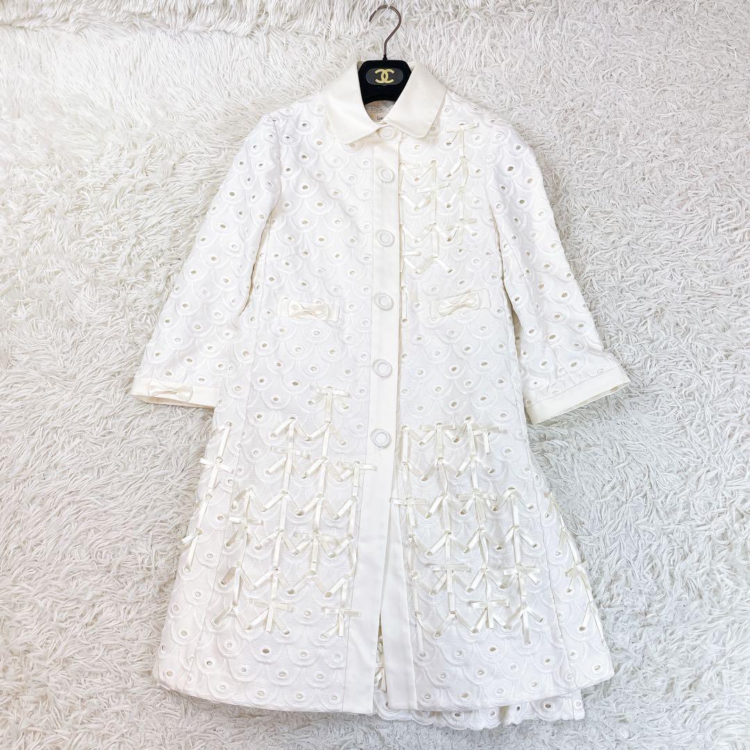 Lois CRAYON✨ジャケット ワンピース 2点セット 刺繍 白 リボン M