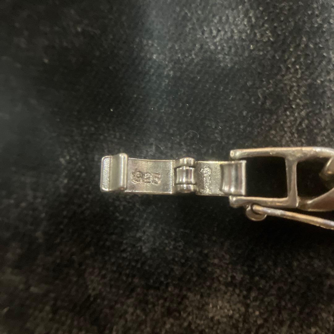 シルバー925刻印有りカーブリンクチェーンネックレス 約60cm