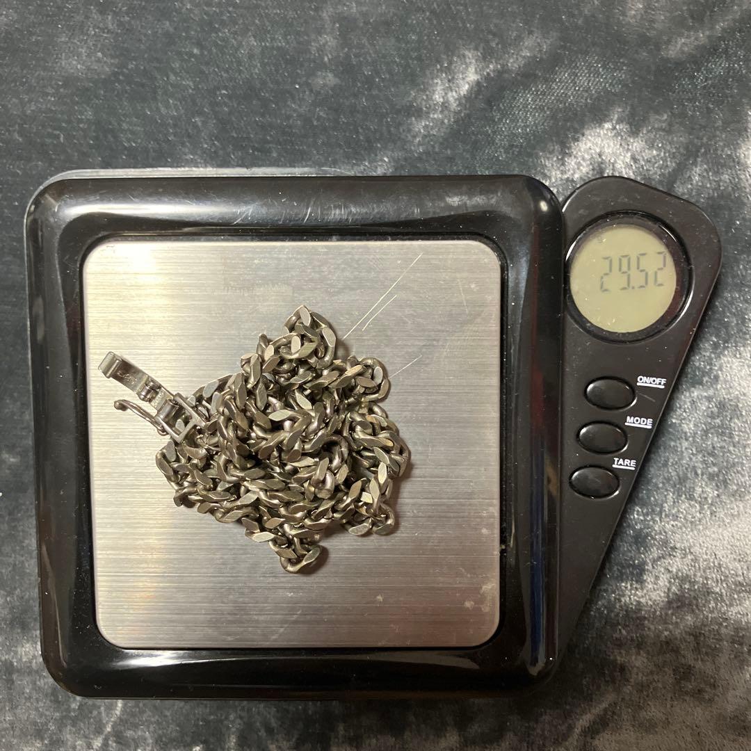 シルバー925刻印有りカーブリンクチェーンネックレス 約60cm
