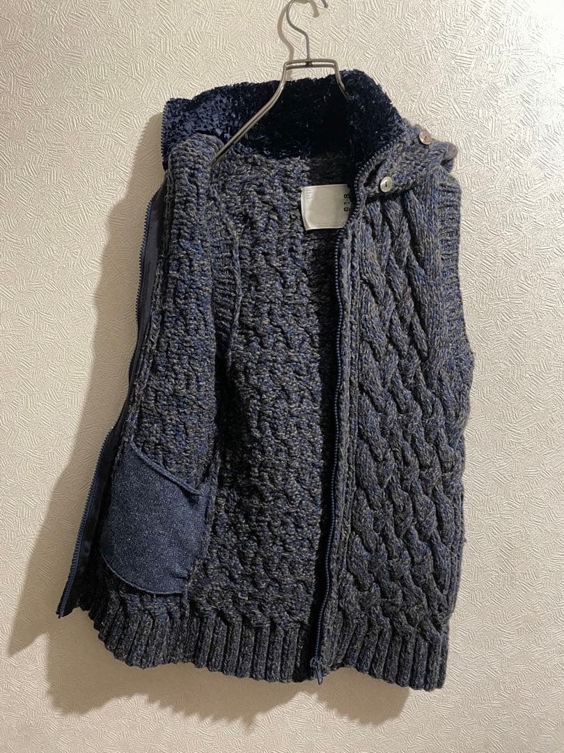 sacai フーデッド ケーブル ニット ベスト / サカイ ミックス フリル