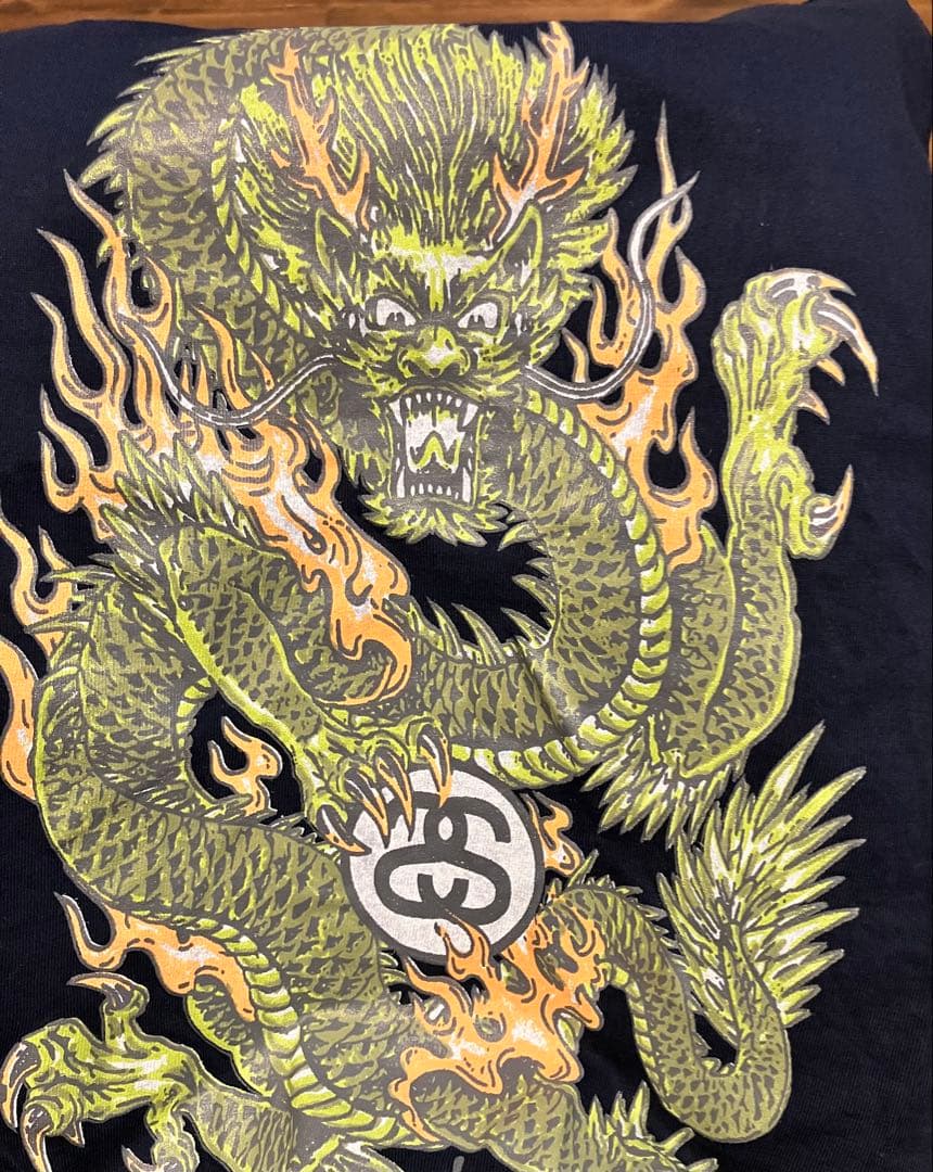 00s 当時物 OLD STUSSY ドラゴンTシャツ M 紺タグ USA製
