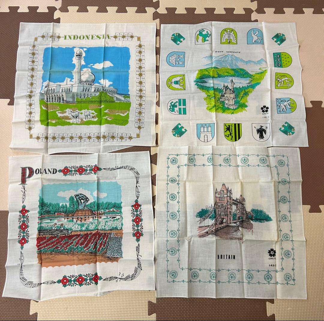 EXPO'70 万国博参加国巡り世界名所シリーズ ハンカチ ３５枚セット