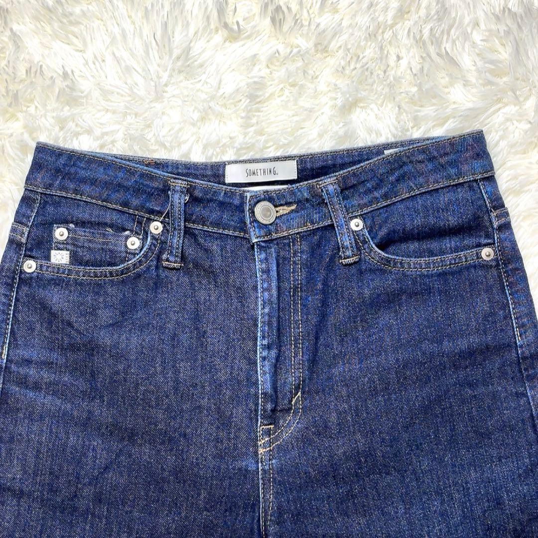 【サムシング】✨️濃紺✨️LISA ワイド ハイウエスト ストレッチ デニム M