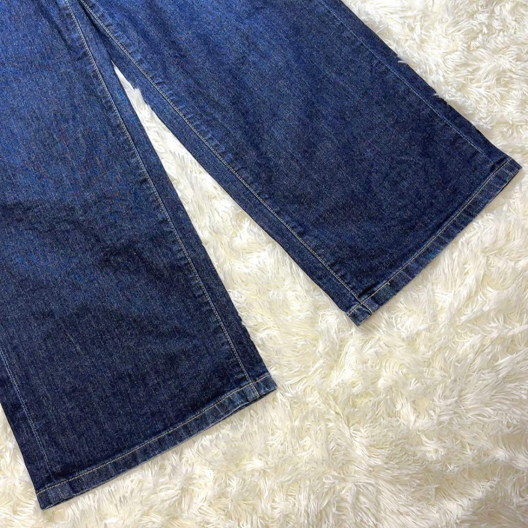 【サムシング】✨️濃紺✨️LISA ワイド ハイウエスト ストレッチ デニム M