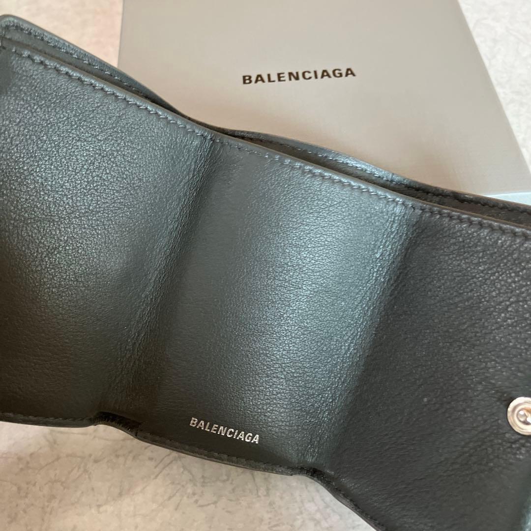 BALENCIAGA グレーペーパーミニウォレット三つ折り財布