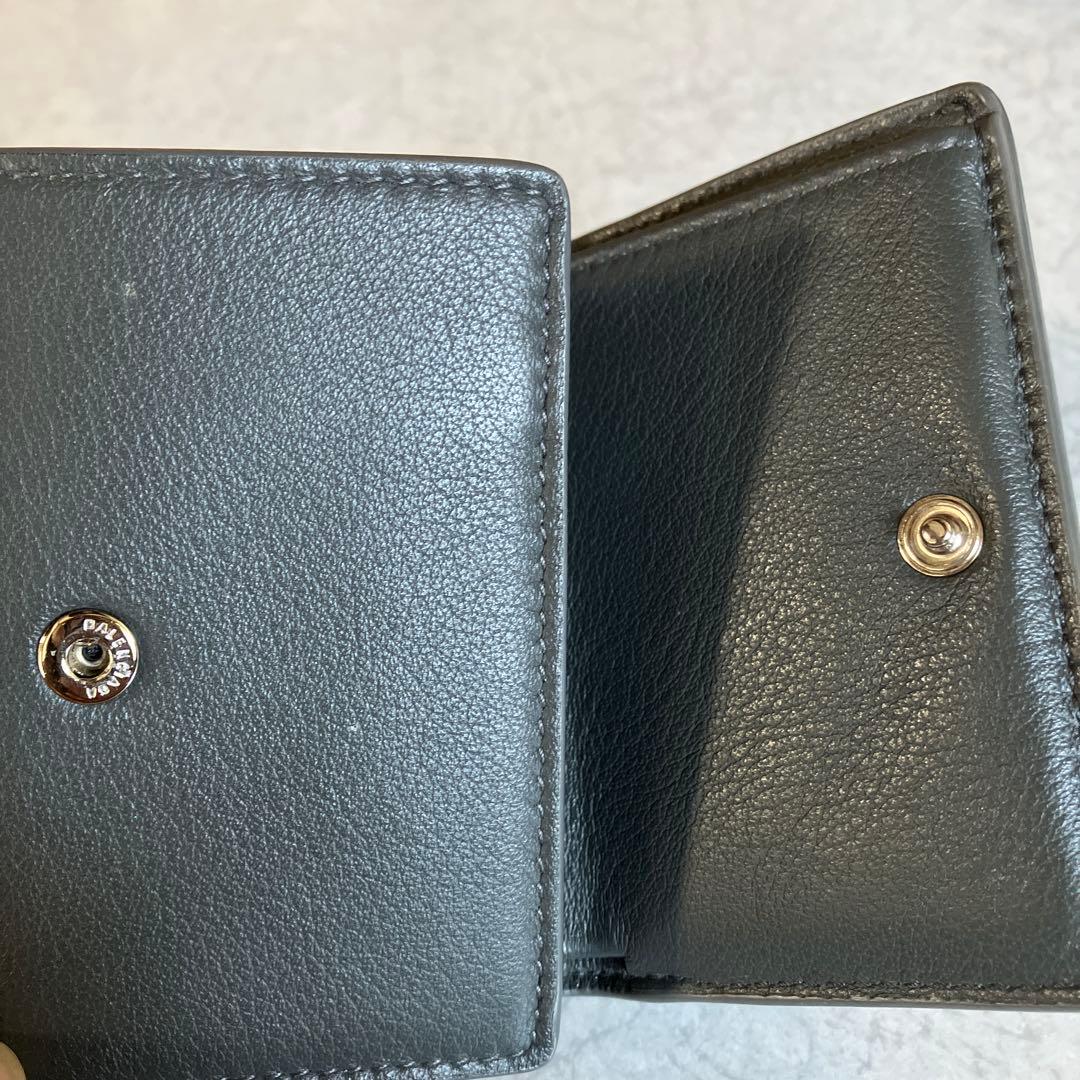 BALENCIAGA グレーペーパーミニウォレット三つ折り財布
