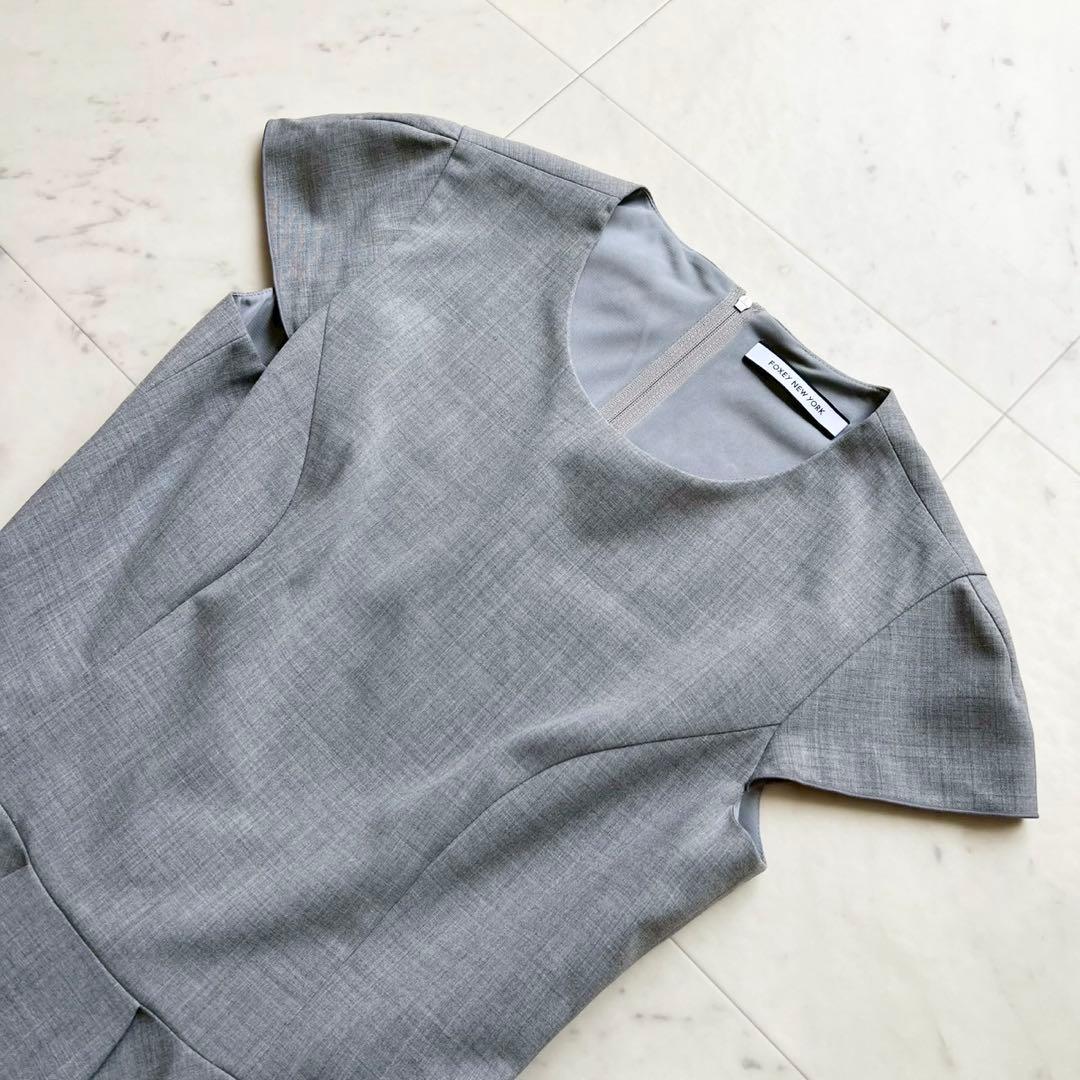 定価8万 FOXEY アビゲイル オーガンジーワンピース ドレス グレー 40