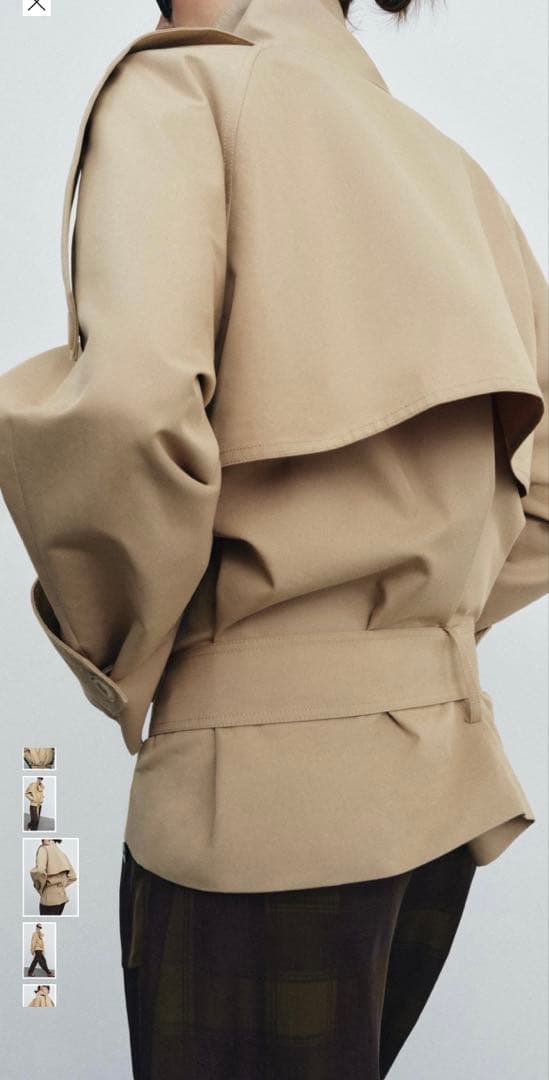 ZARA ベージュ ダブルブレスト トレンチコート ショート丈 M
