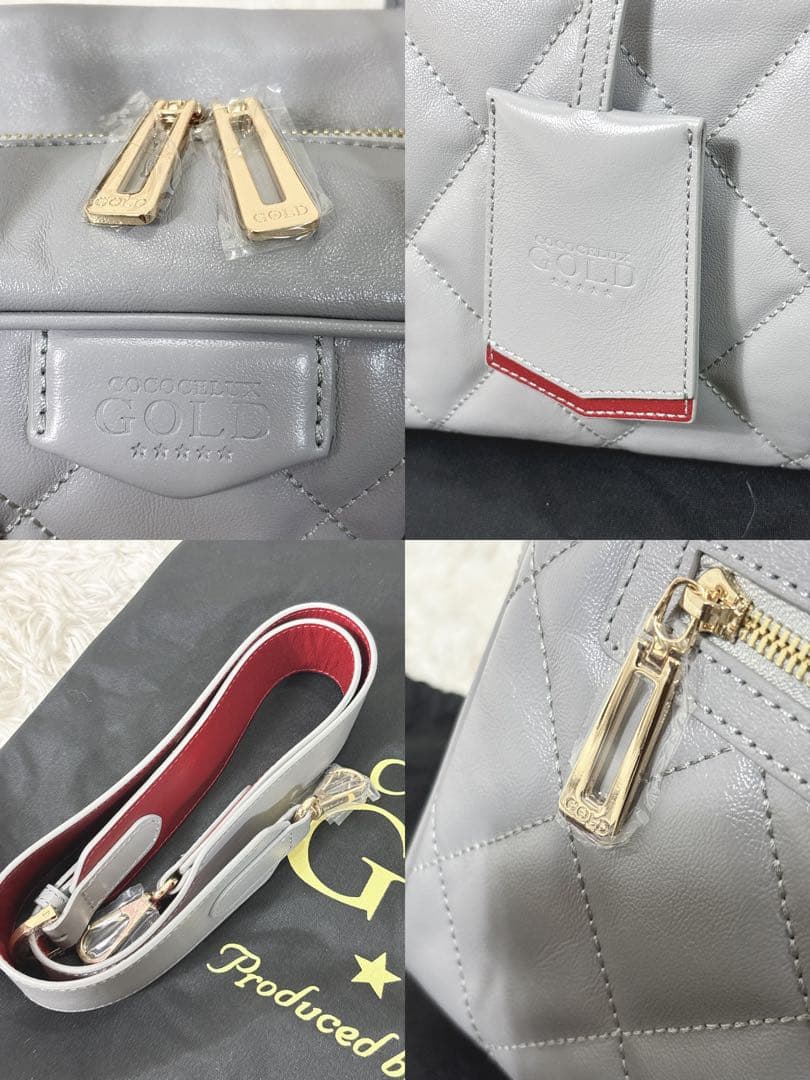 【未使用品級】ココセリュックス　ゴールド　2way トートバッグ　キルティング