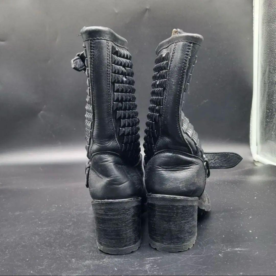 ASH スタッズ 黒 レザー エンジニアブーツ ハイヒール 厚底 36