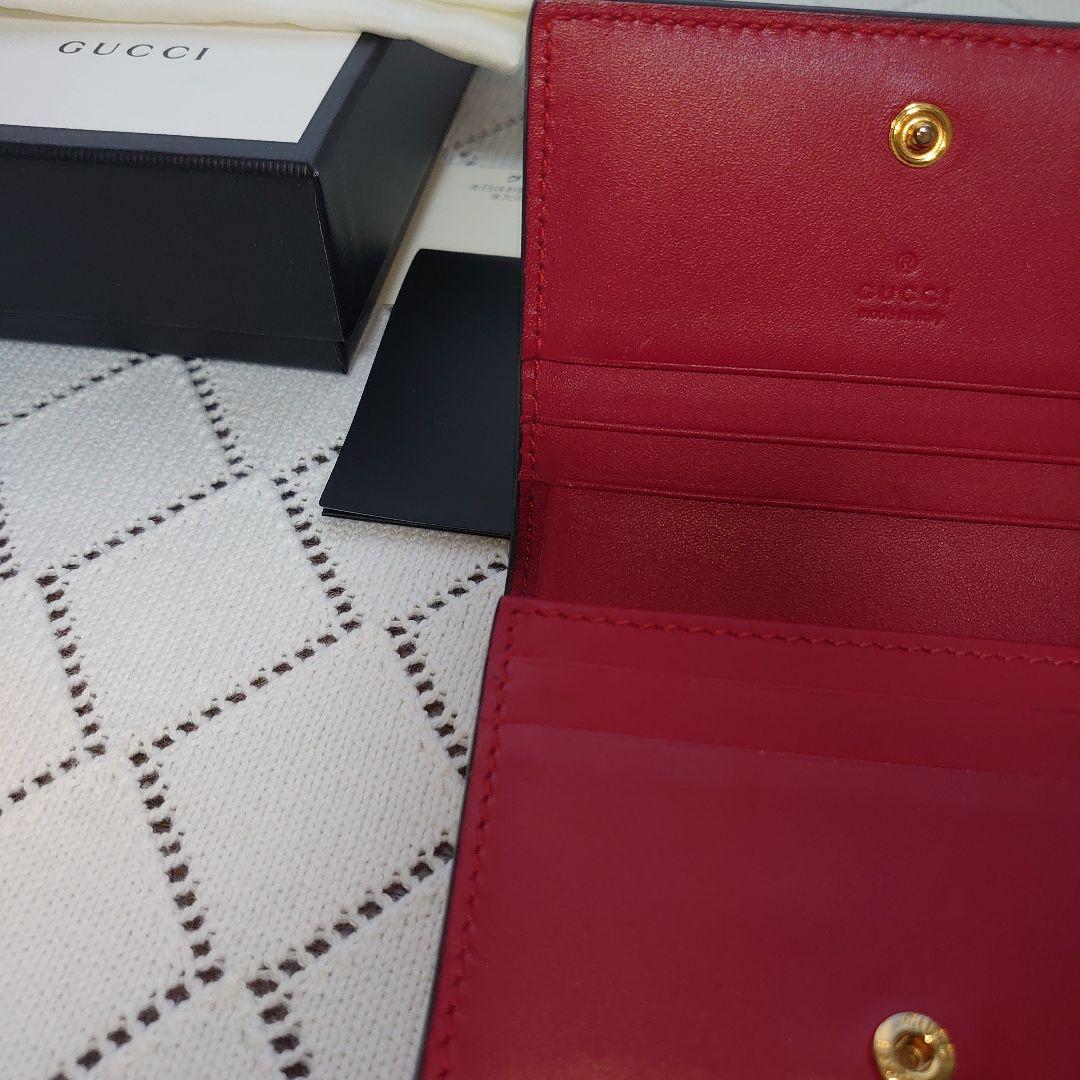 GUCCI 二つ折り財布 猫の刺繍 リネアキャット 付属品完備