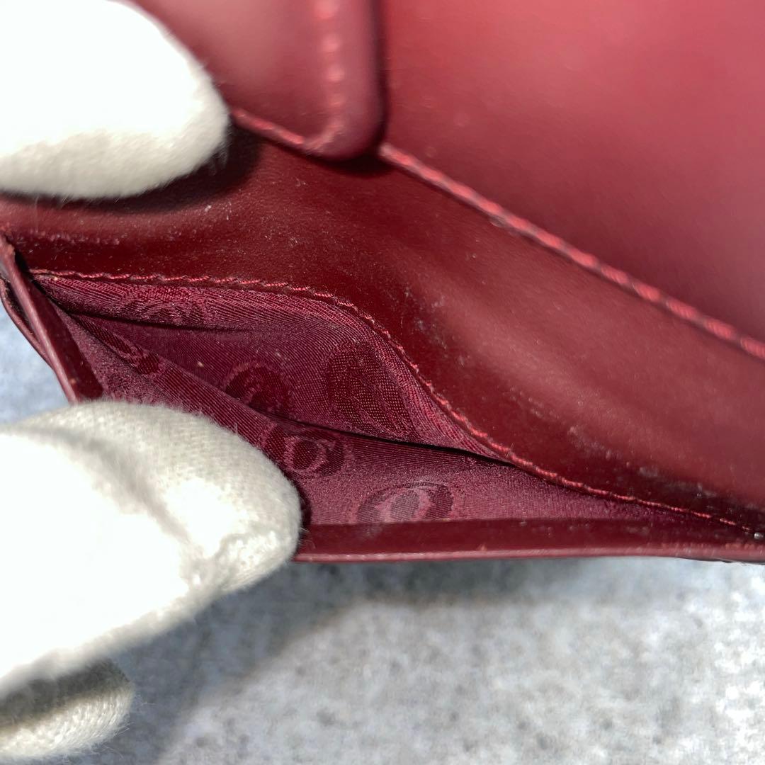 【美品】Cartier カルティエ 折り財布 ボルドー マストライン 赤 レッド
